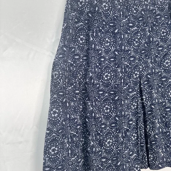 Elegant Navy Patterned‎ Skater Skirt 100% Cotton Size 12 - Picture 7 of 11
